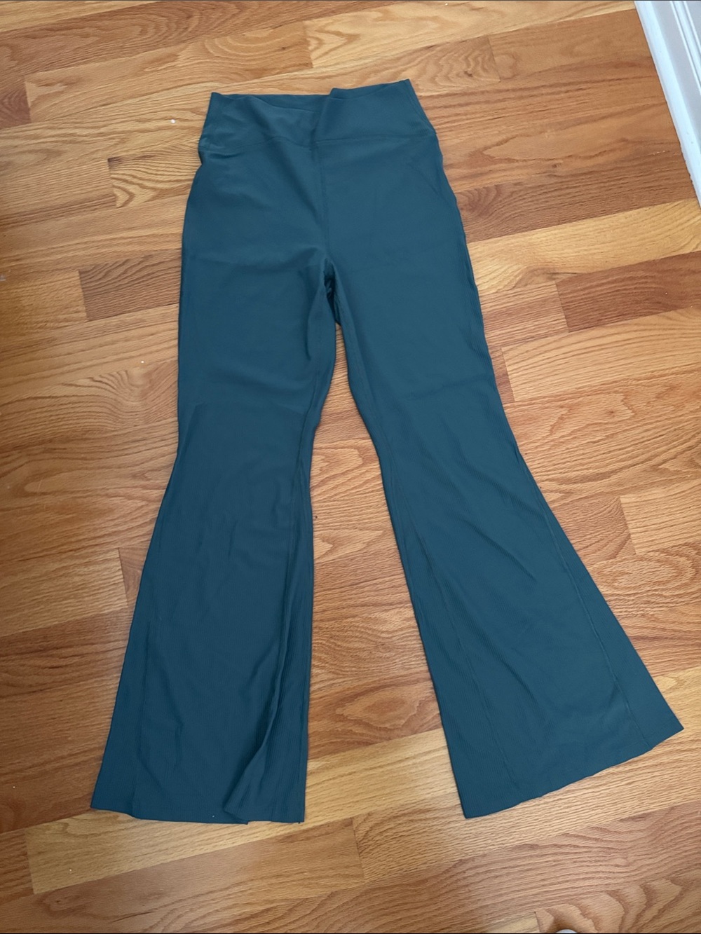 High-Waist Flared Stretch Pants - Teal